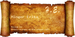 Hinger Erika névjegykártya